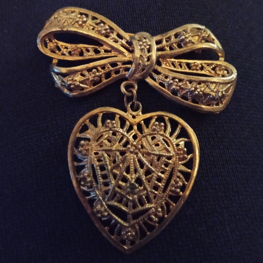 Antique Silver Heart Brooch